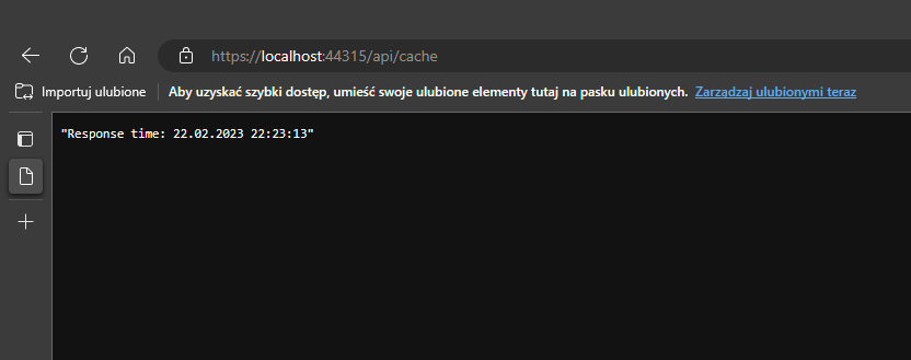 Screenshot of the browser with the endpoint result presented. Response time: 22.02.2023 22:23:13.