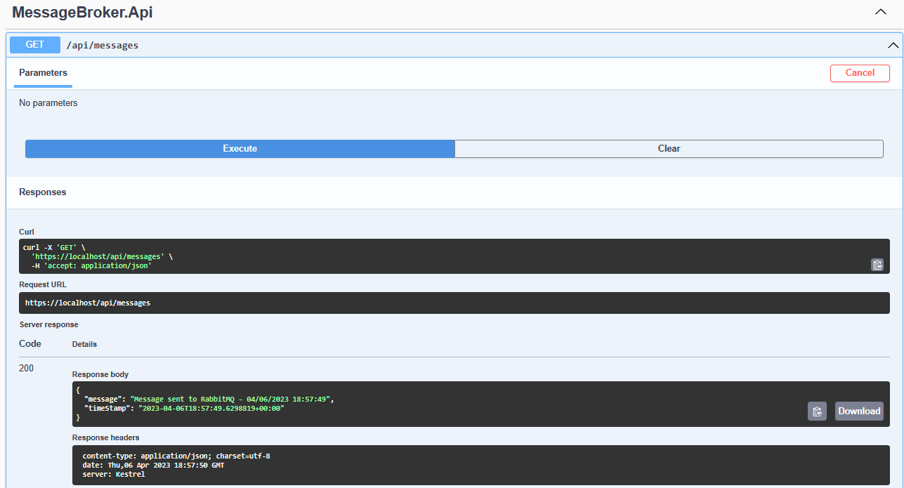 Screenshot with the endpoint visible in the Swagger view.